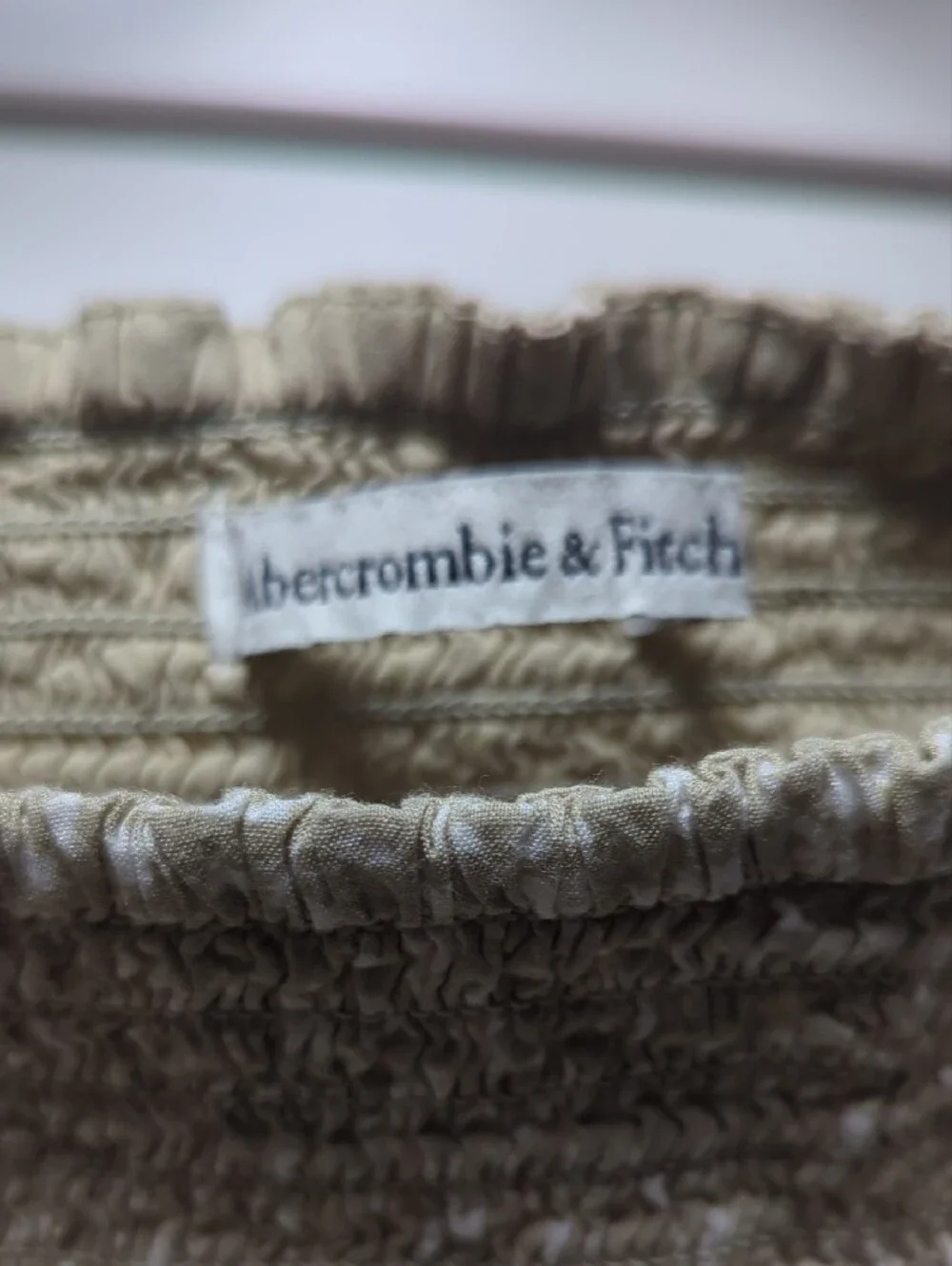 Abercrombie & Fitch Tan Smocked Peplum Crop Top with Floral Print - Picture 2 of 7